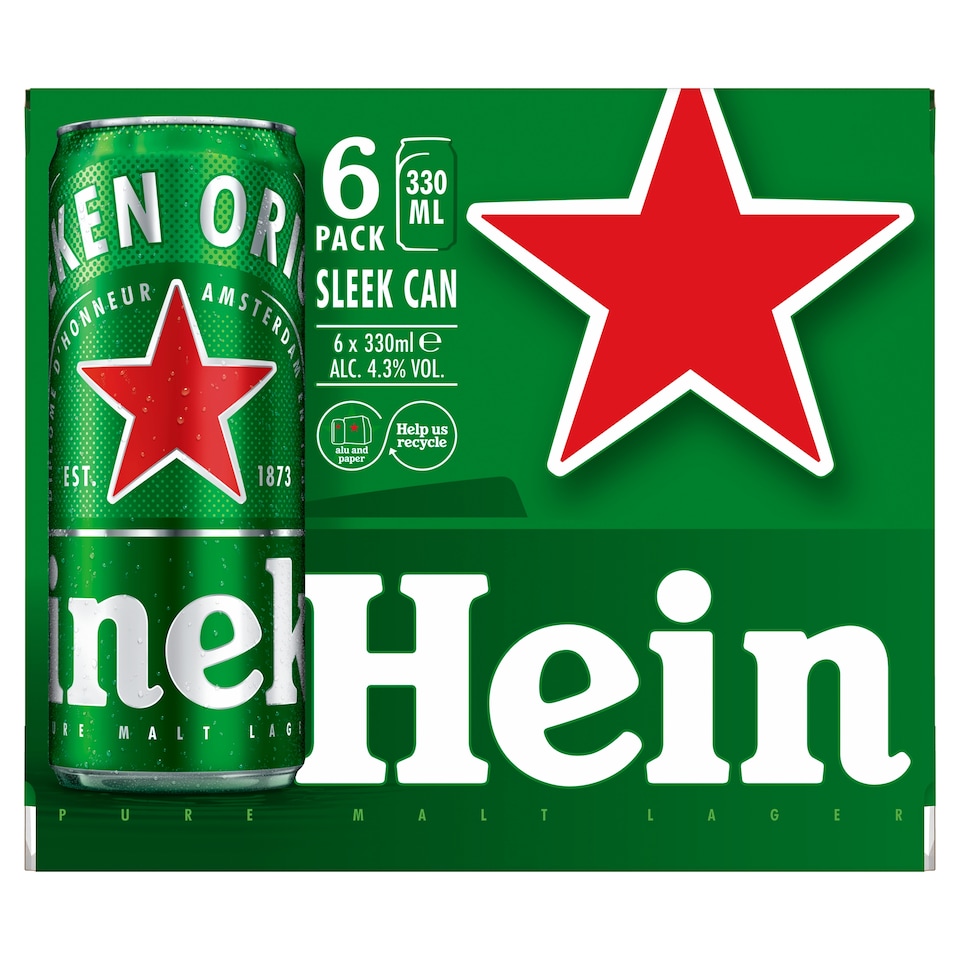 Heineken Lager Beer Sleek 6 x 330ml