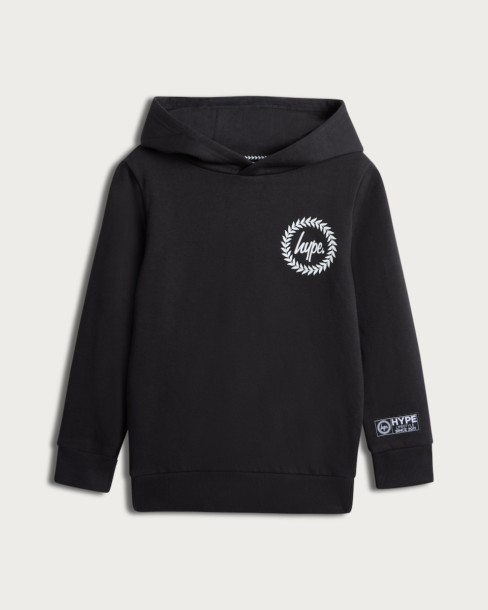 image 1 of Hype Cotton Rich Logo Hoodie in Black