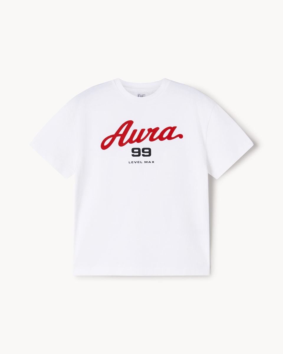 image 1 of F&F Boys Pure Cotton Aura T-Shirt in White