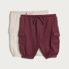 F&F Baby 2-Pack Cuffed Cargo Joggers in Burgundy