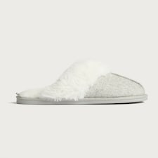 F&F Faux Fur Lined Mule Slippers in Grey