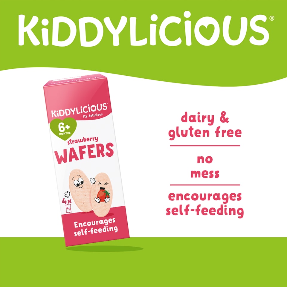 image 1 of Kiddylicious Strawberry Wafers 4 x 4g