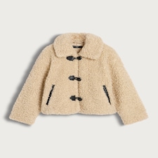 F&F Girls Teddy Duffle Coat in Cream
