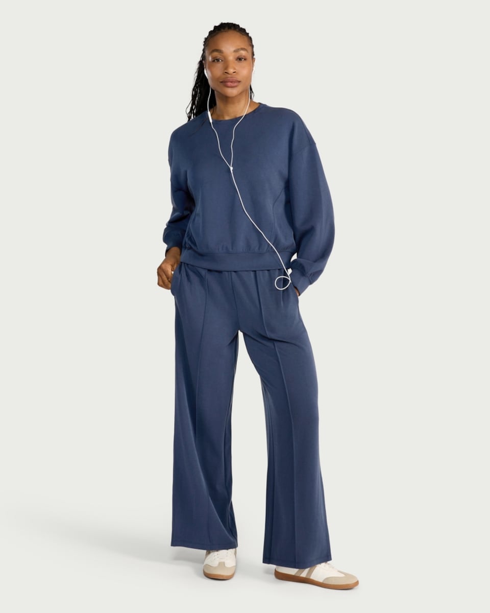image 1 of F&F Active AFTERCLASS Wide Leg Co-ord Joggers in Navy