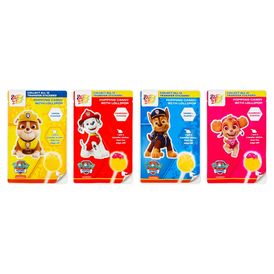 obrázok 1 z Sweet'n Fun Paw Patrol Lízanka a praskavý cukrovinkový prášok ovocná príchuť 15 g