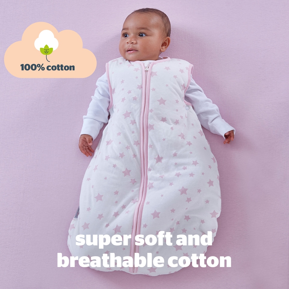 image 1 of Silent Night Baby Sleeping Bag 2.5 Pink 0-6Mths