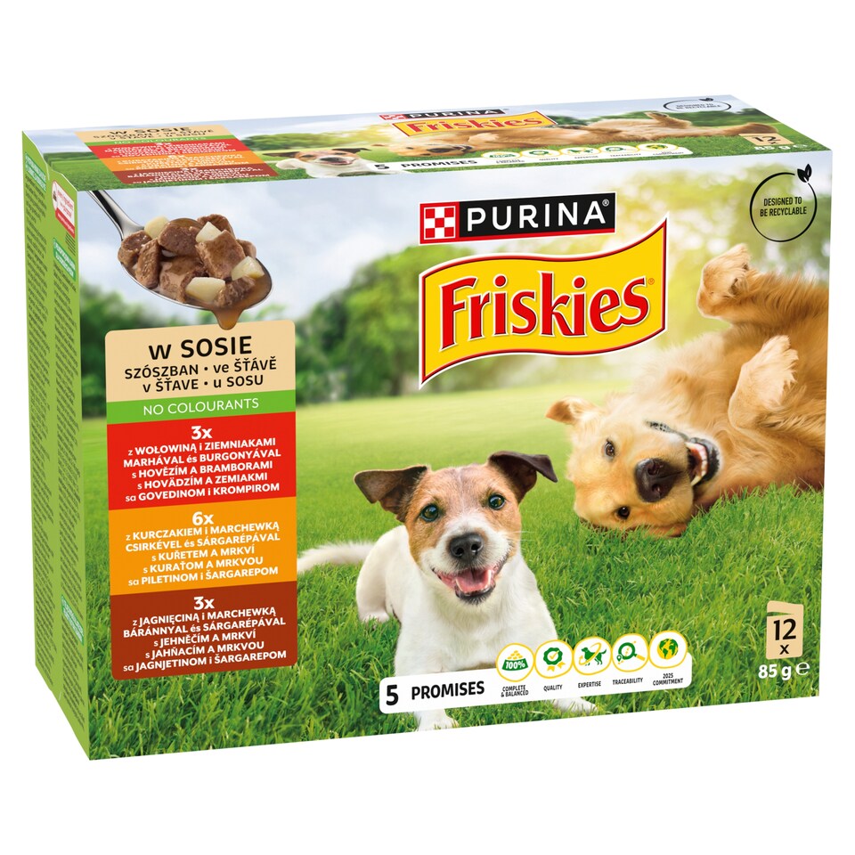 image 1 of Purina Friskies Complete Pet Food for Adult Dogs in Sauce 12 x 85 g (1020 g)
