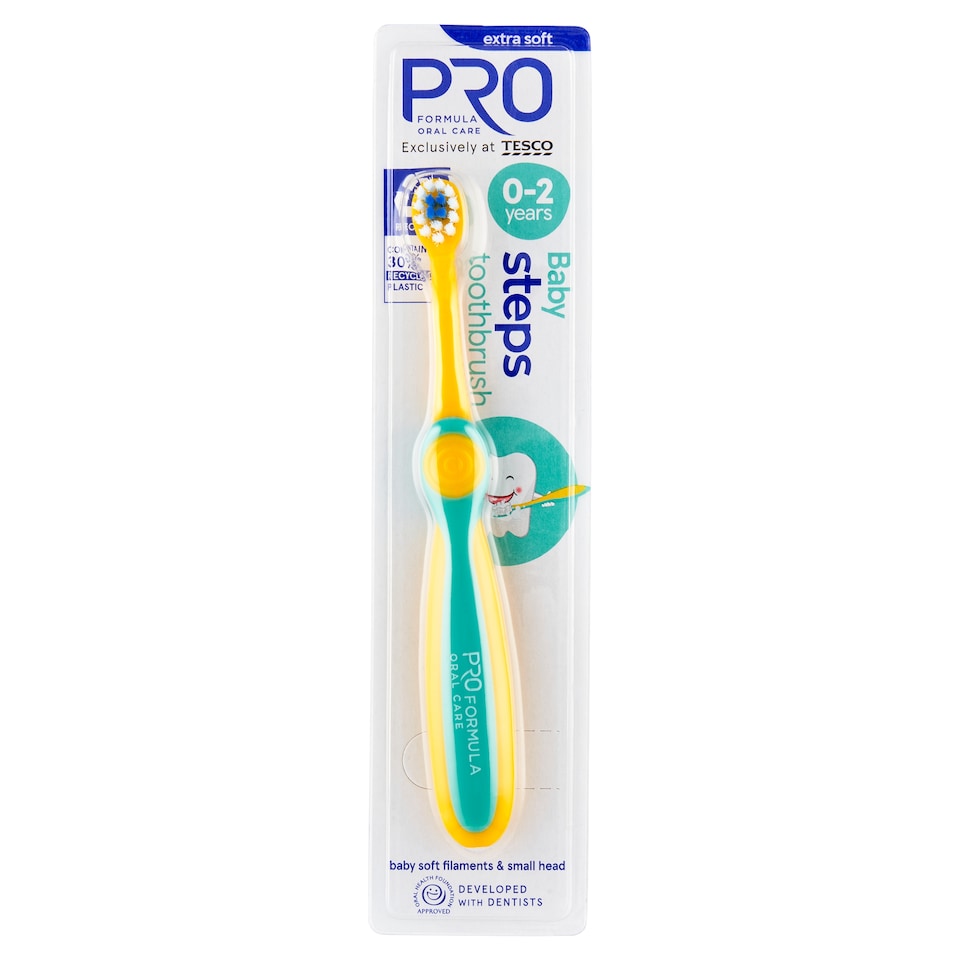 image 1 of Tesco Pro Formula Baby Steps Extra Soft Toothbrush 0-2 Years