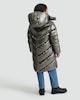 image 3 of F&F Girls Metallic Chevron Quilted Hooded Water Resistant Coat in Grey