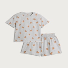 F&F Girls Cotton Rich Teddy Print Pyjamas in Multi