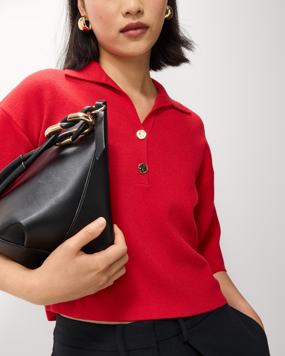 image 1 of F&F Knitted Collared Jumper in Red