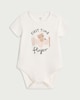 image 1 of F&F Baby Cotton Rich First Time Flyer Short Sleeved Bodysuit in White