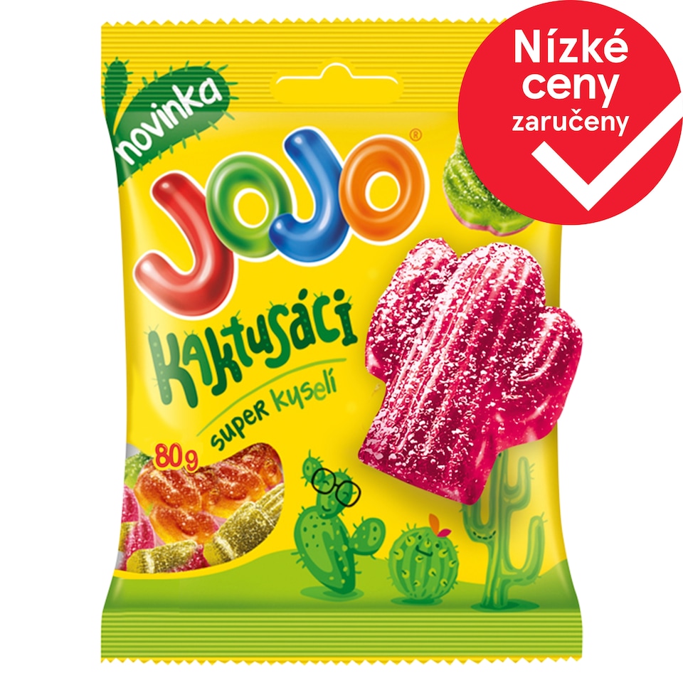 JOJO Kaktusáci mix kyselých želé bonbónů s náplní i bez náplně, s ovocnými příchutěmi 80g