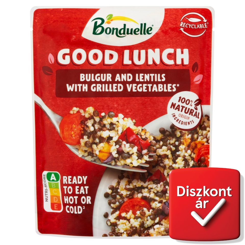 Bonduelle Good Lunch fekete beluga lencse, bulgur, zöldségek és koktélparadicsom keveréke 250 g  1. kép