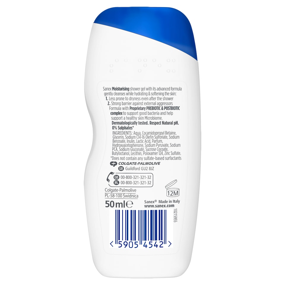 image 1 of Sanex Expert Skin Health Moisturising Travel Size Shower Gel 50ml