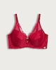 image 4 of F&F Fuller Bust Floral Lace Detail Underwired Plunge Bra in Red