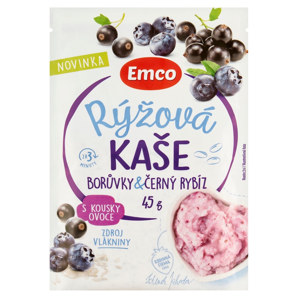 Emco Rice Porridge Blueberries & Blackcurrant 45g