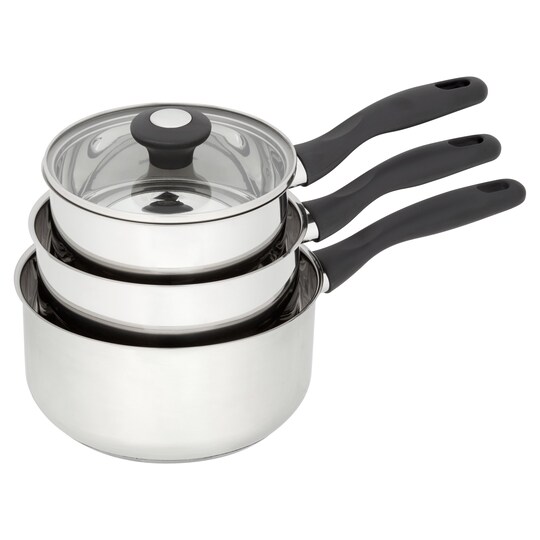 Tesco Stainless Steel Pan Set 3Pc Tesco Groceries