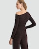 image 3 of F&F Sparkle Asymmetric Long Sleeved Co-ord Top in Black