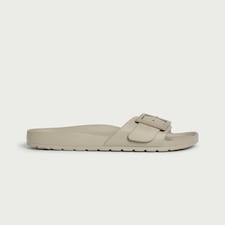 F&F Buckle Detail Slip On Sandals in Dark Nude