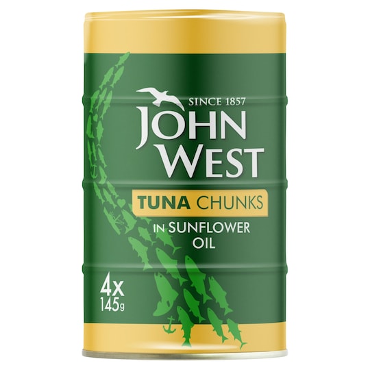 John West Tuna Chunks In Sunflower Oil 4X145g Tesco Groceries