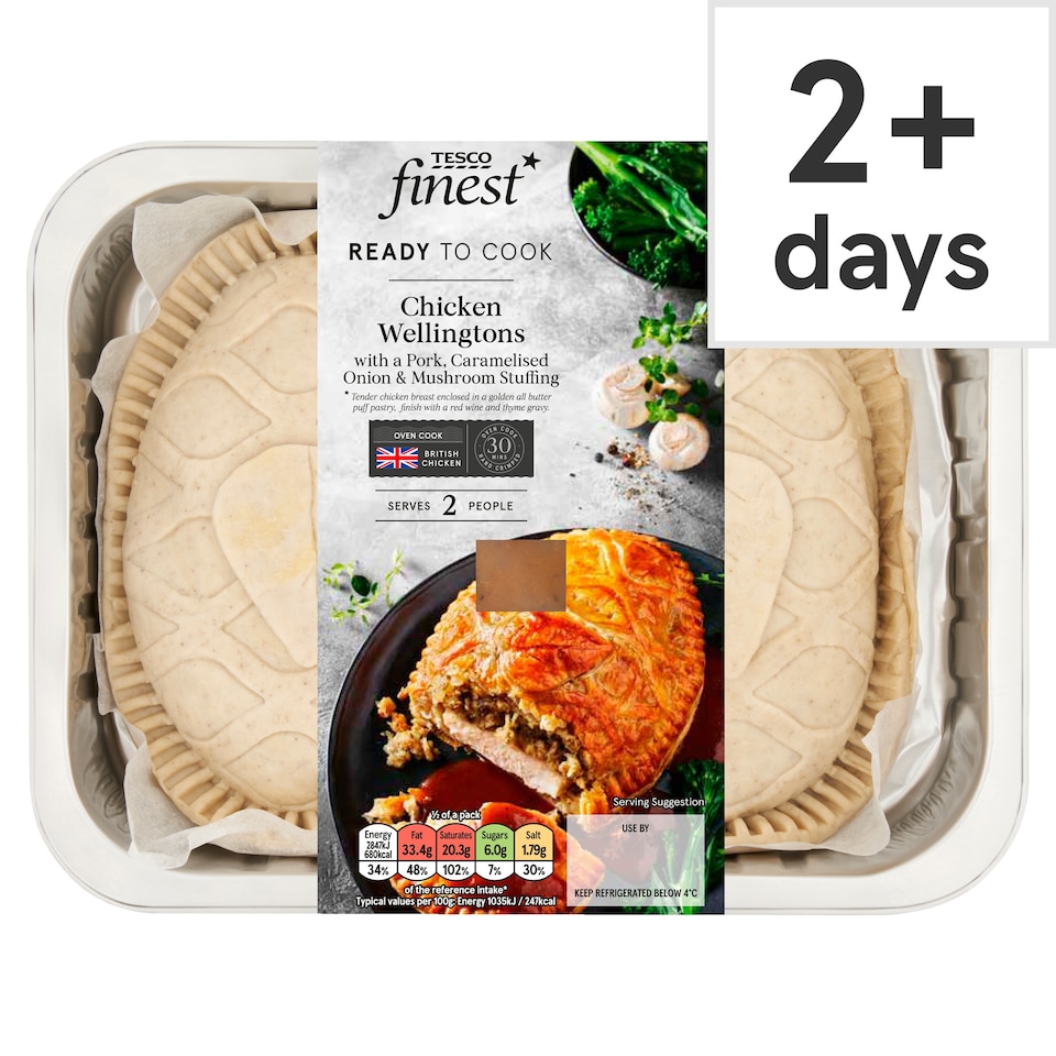Tesco Finest Chicken Wellingtons With a Pork, Caramelised Onion & Mushroom Stuffing 592g