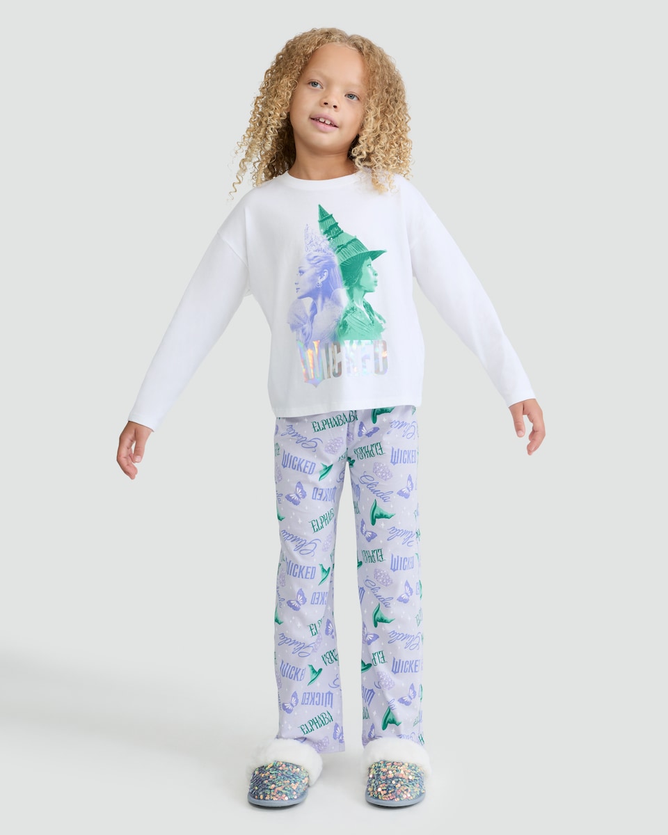 image 1 of Wicked 2-Piece Pure Cotton Elphaba Print Pyjamas in Multi