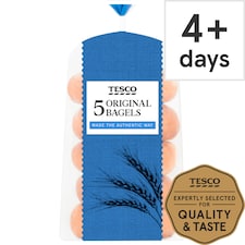 Tesco Original Plain Bagels 5 Pack
