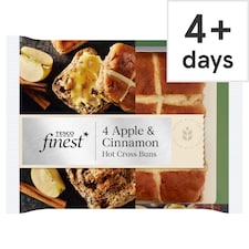 Tesco Finest Apple & Cinnamon Hot Cross Buns 4 Pack