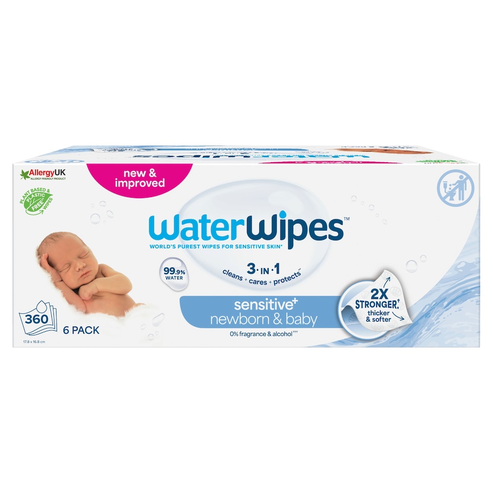 image 1 of Waterwipes Sensitive Biodegradable Baby Wipes 6X60 Pack