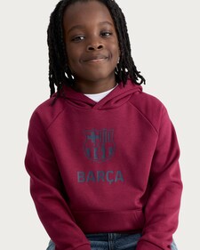 FC Barcelona Logo Cotton Rich Hoodie in Burgundy