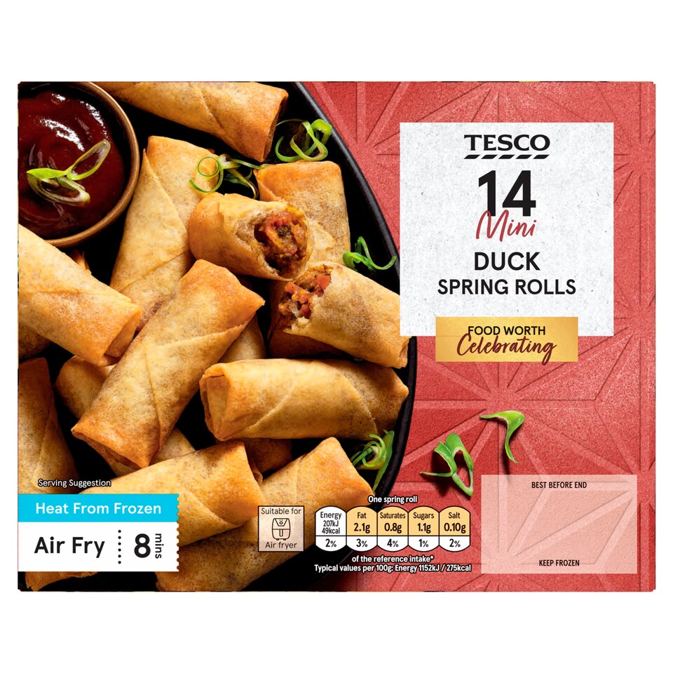 Tesco Kačacia zmes so zeleninou a hoisin omáčkou zabalená vo filo ceste 14 ks 252 g