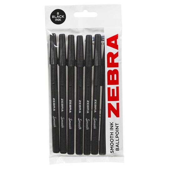Zebra Smooth Ink Black 8Pk Tesco Groceries