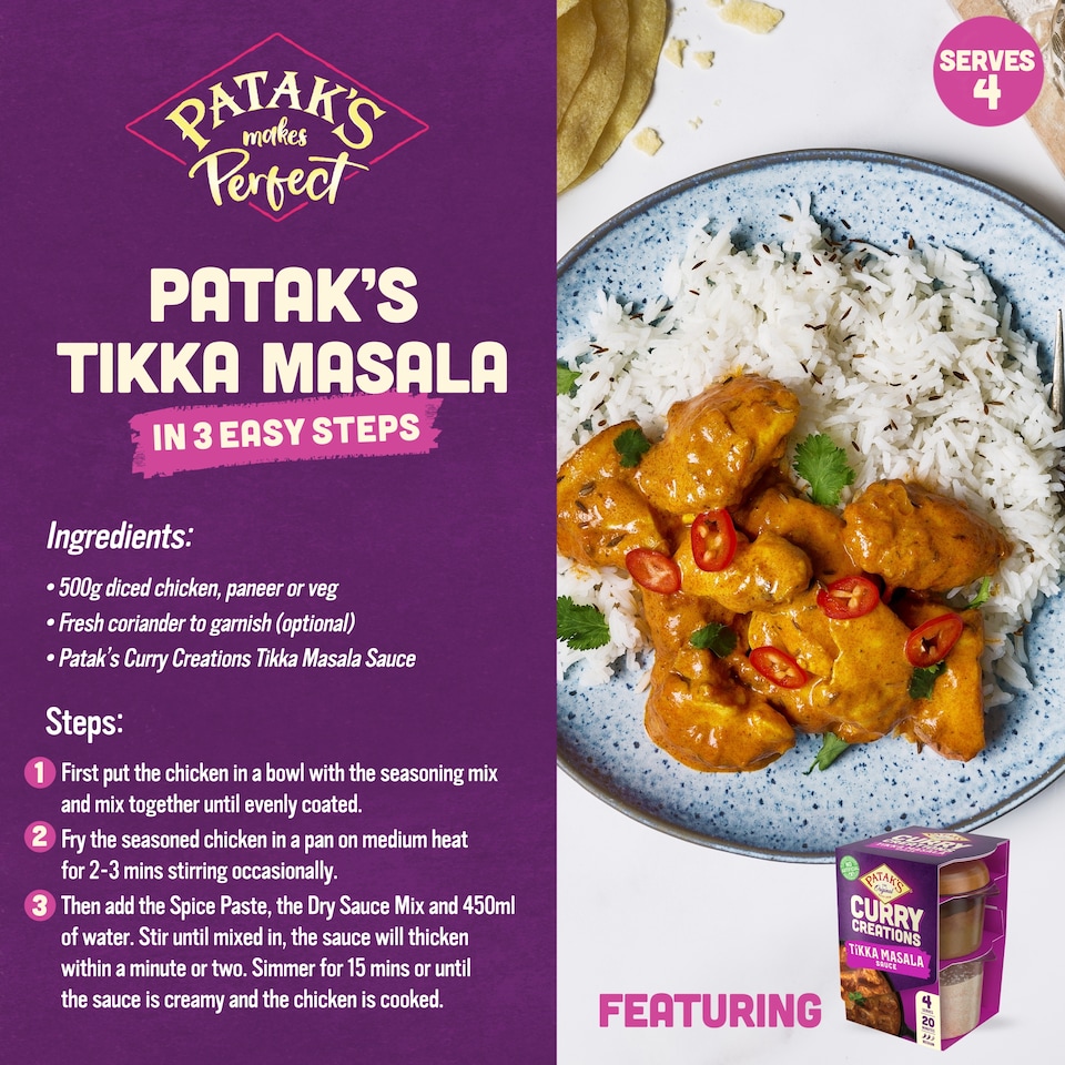 image 1 of Patak's Curry Creations Tikka Masala Sauce Kit 160g