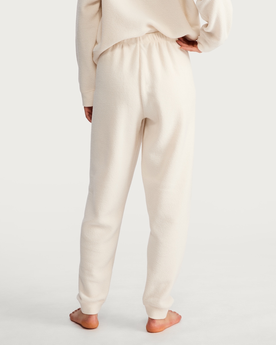 image 1 of F&F Towelling Cuffed Pyjama Bottoms in Cream