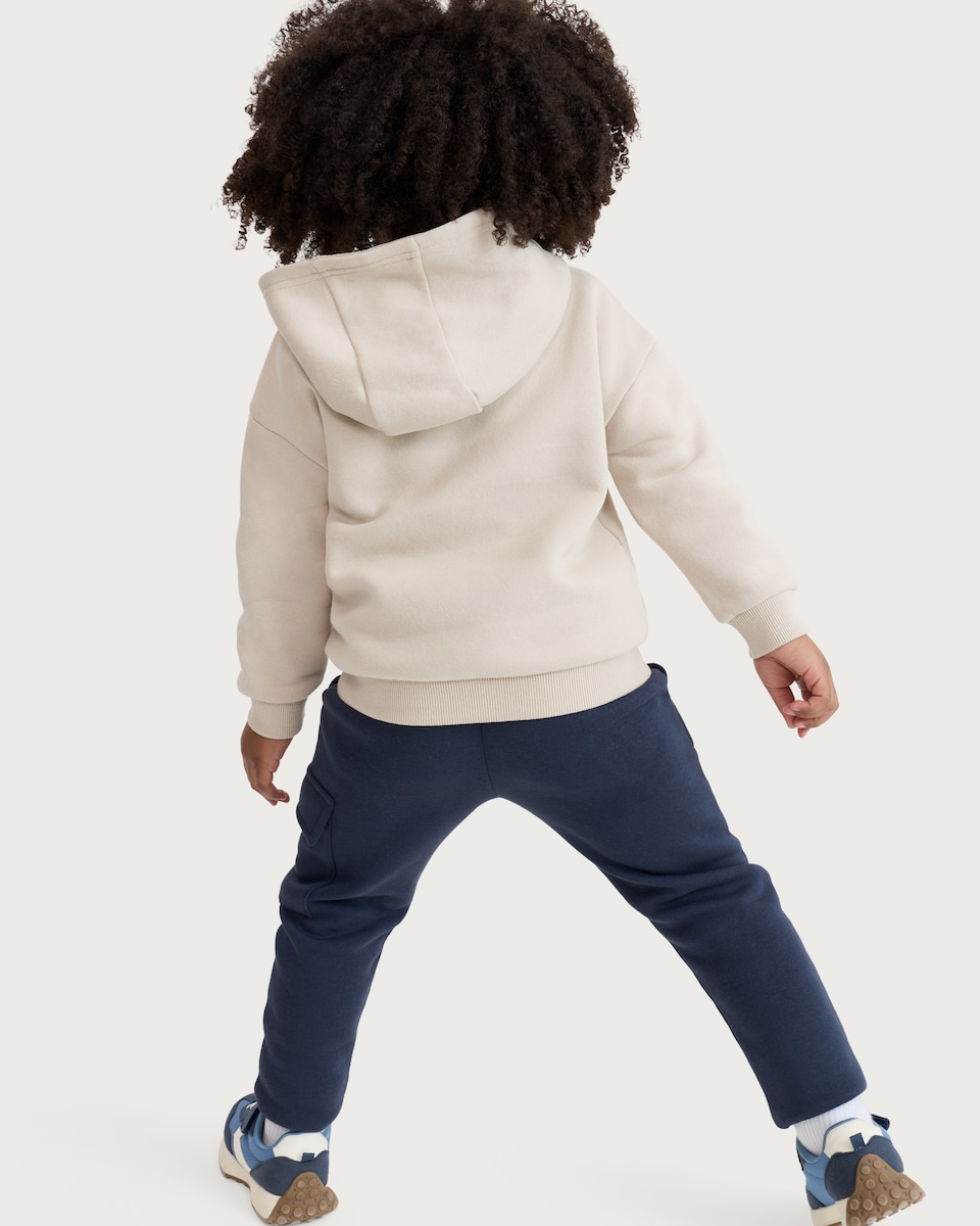 image 1 of F&F Boys Cotton Rich Kangaroo Pocket Hoodie in Stone