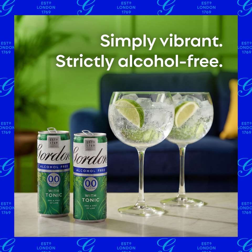 image 1 of Gordon's Alcohol Free Spirit & Tonic with Lime Can 0% Vol 4x250ml