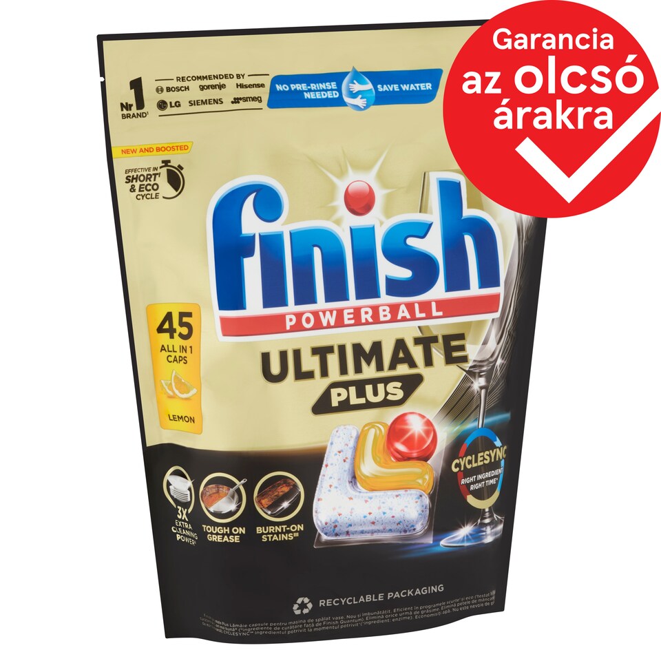 Finish Powerball Ultimate Plus All in 1 Citrom mosogatógép kapszula 45 kapszula 549 g