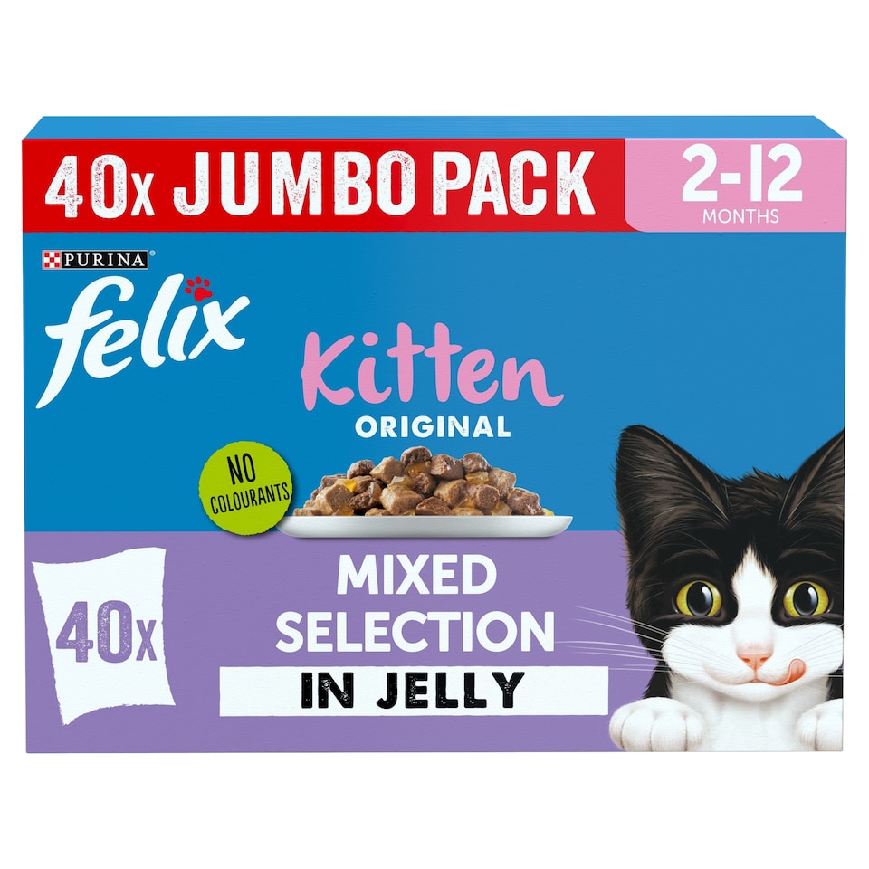 image 1 of FELIX Original Kitten Mixed Selection in Jelly Wet Cat Food 40x85g