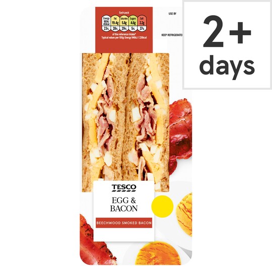 Tesco Egg & Bacon Sandwich Tesco Groceries