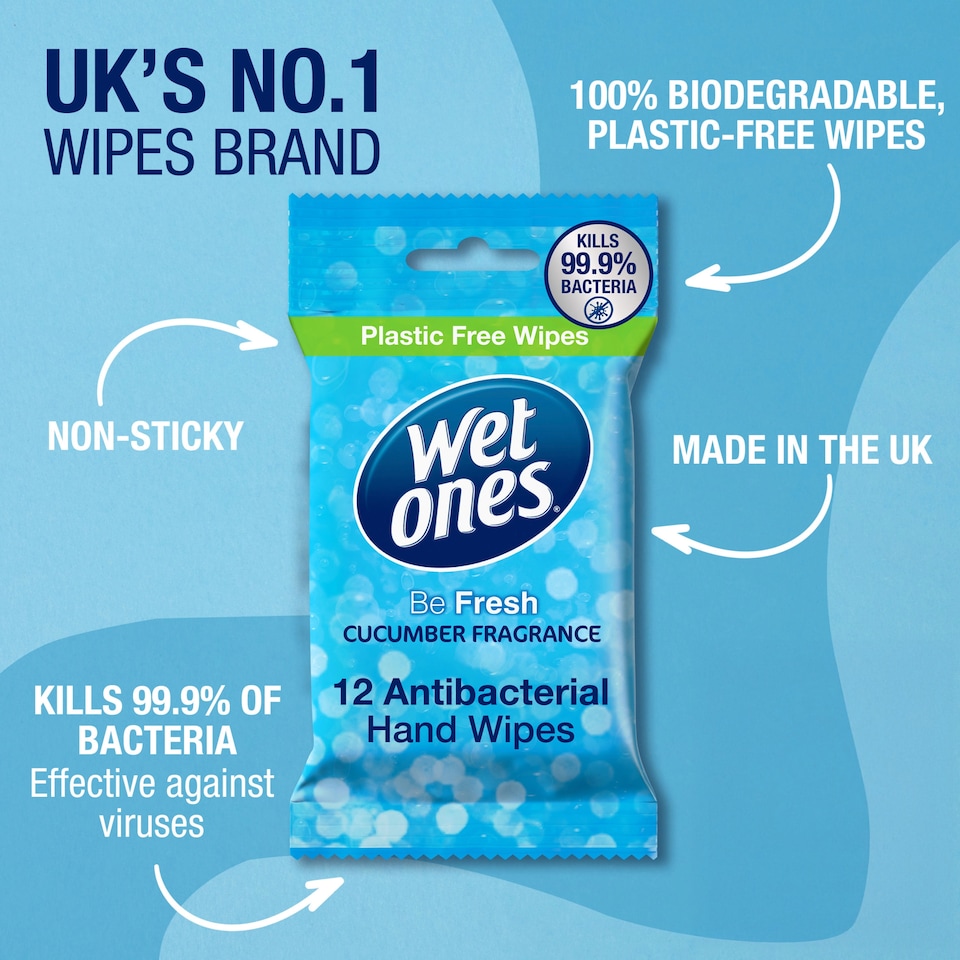 image 1 of Wet Ones Be Fresh 12 Antibacterial & Biodegradable Wipes