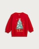 image 4 of F&F Girls Cotton Rich Christmas Tree Sweatshirt in Red