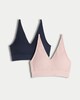 image 4 of F&F 2-Pack Seamfree Ribbed Triangle Crop Tops in Multi