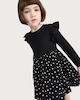 image 1 of F&F Girls Cotton Rich Polka Dot Long Sleeved Dress in Multi Black White