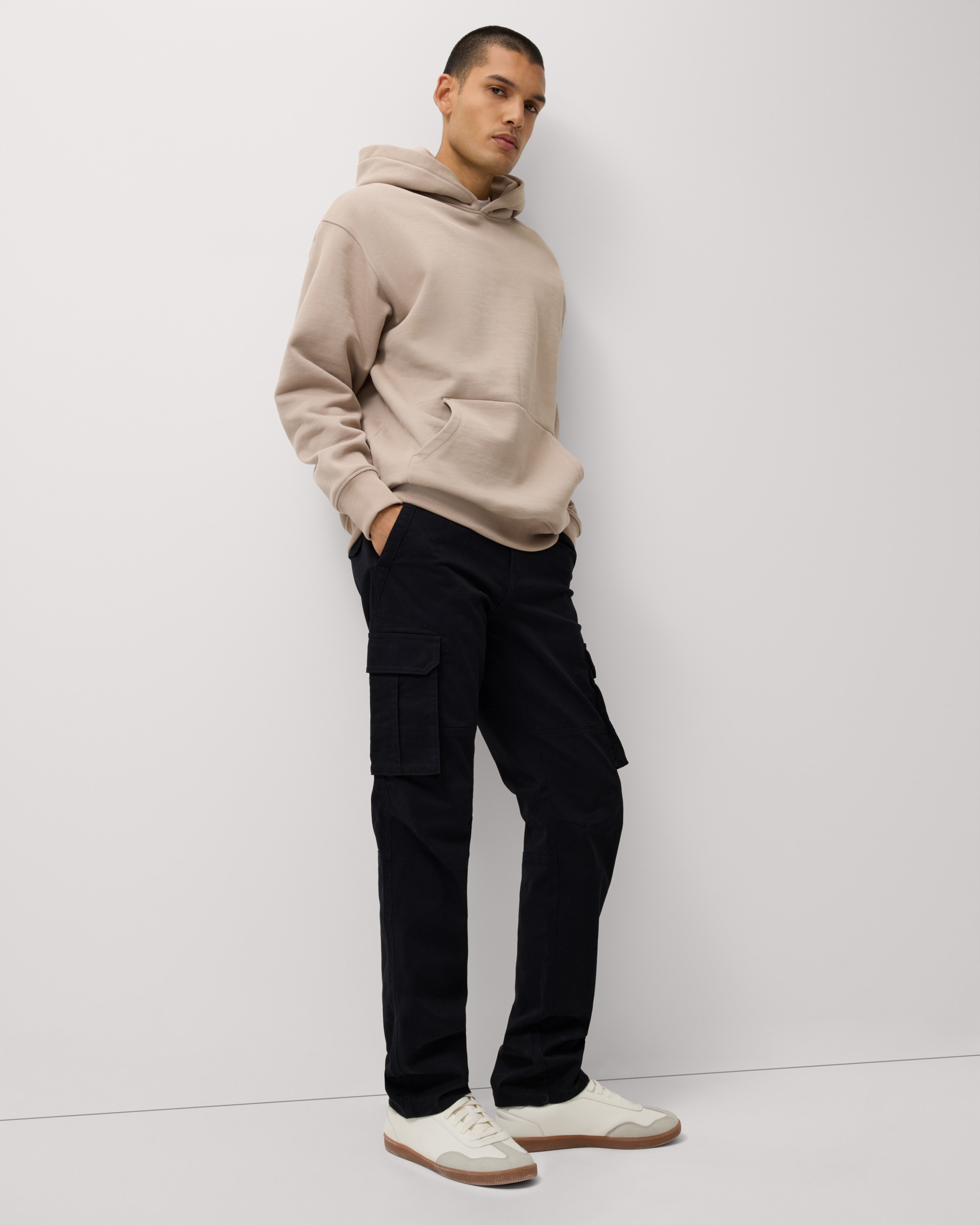 F&F Cotton Rich Straight Leg Cargo Trousers in Black