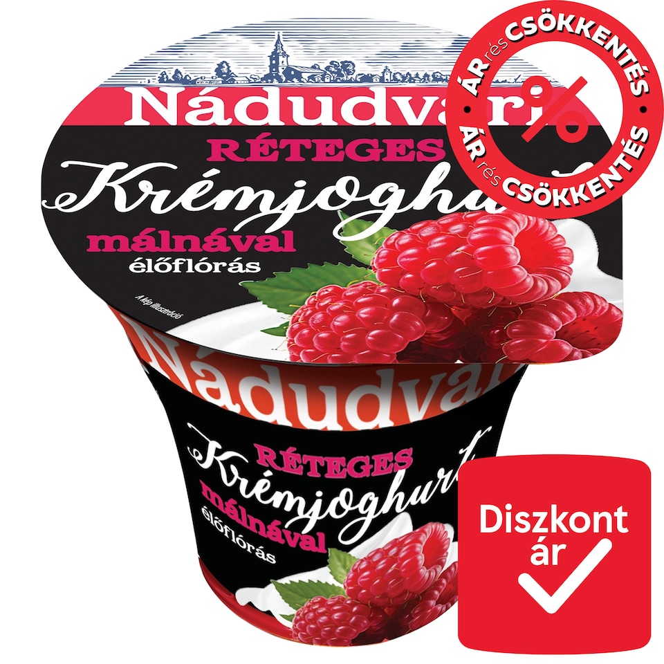 Nádudvari élőflórás réteges krémjoghurt málnával 180 g