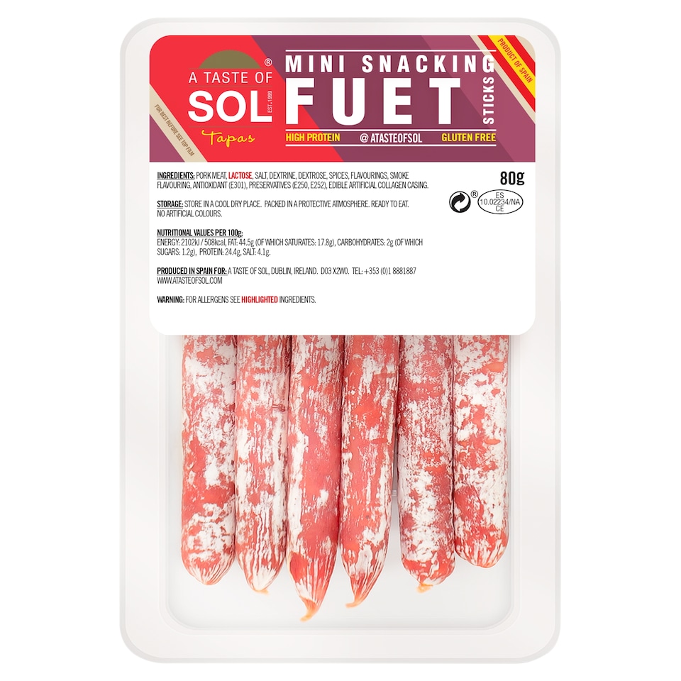 A TASTE OF SOL MINI SNACKING FUET STICKS 80g