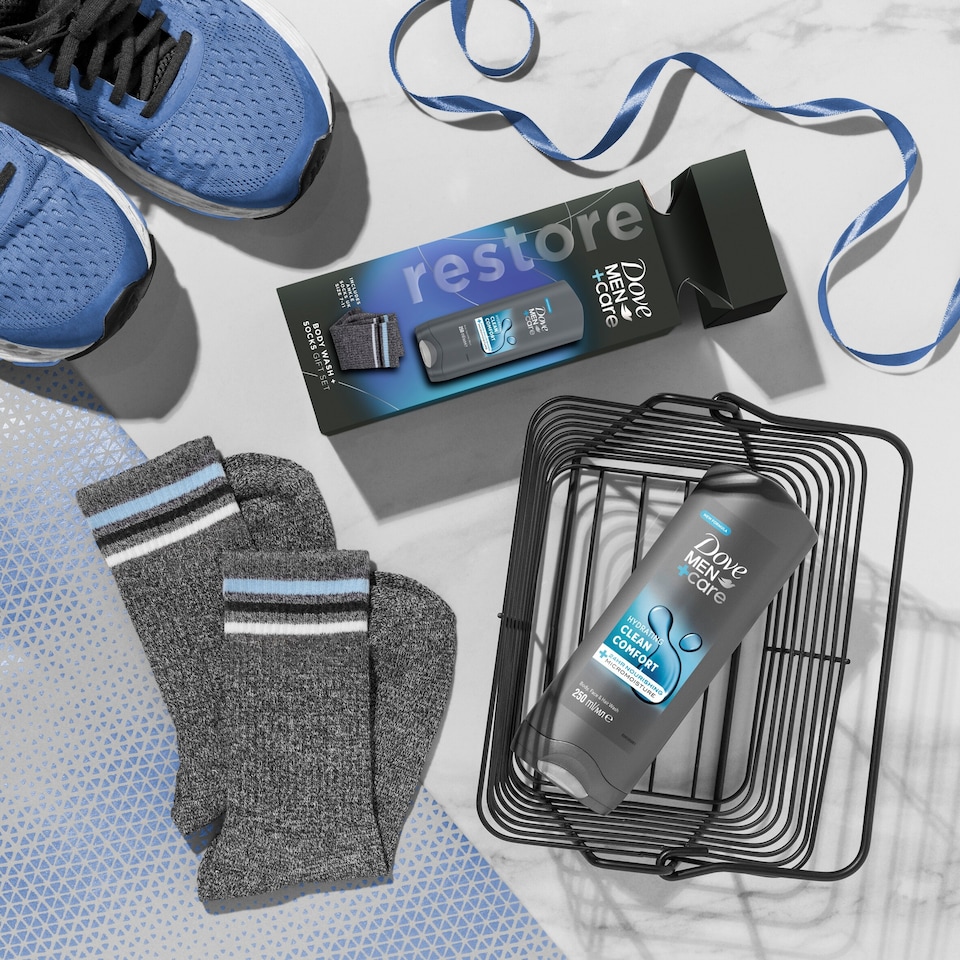 image 1 of Dove Men+Care Clean Comfort Bodywash & Socks Gift Set