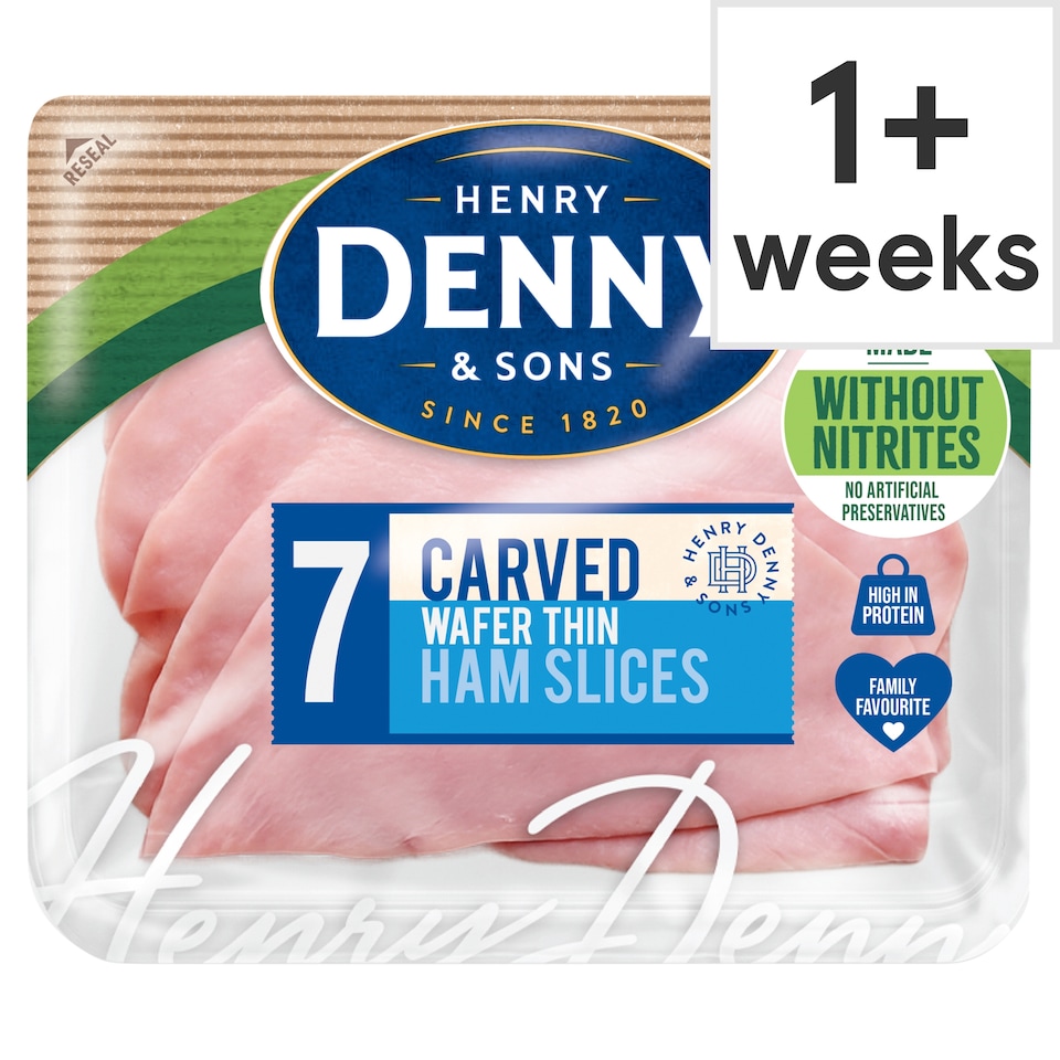 Denny Made Without Nitrites 7 Wafer Thin Carved Ham Slices 80g