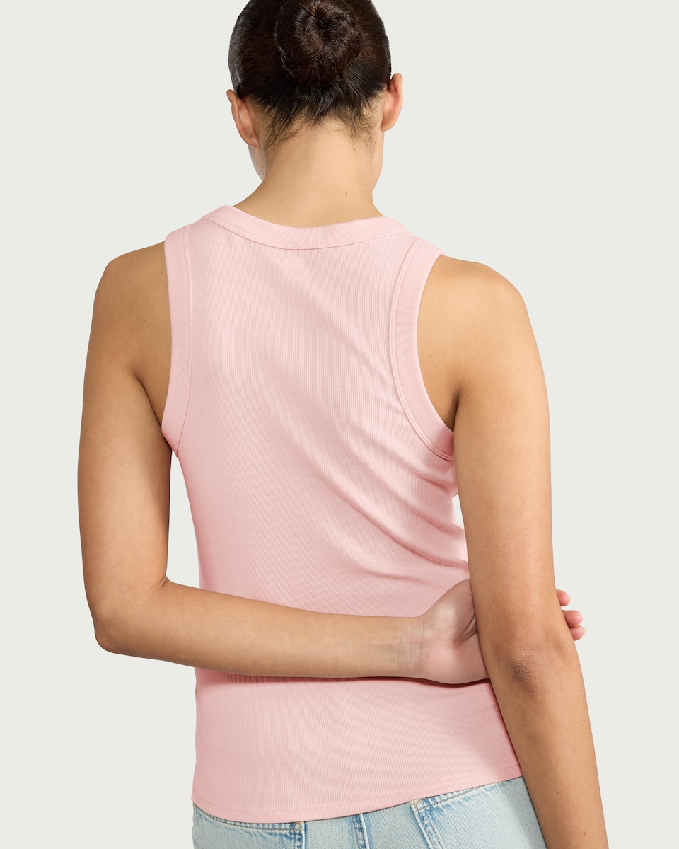 image 1 of F&F Cotton Rich Ribbed Vest in Pink